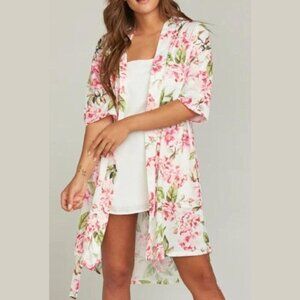 Show Me Your MuMu Pink and Green Floral Robe - SZ 0/S